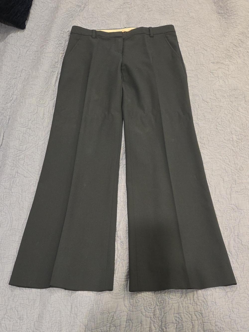 Theory Adelson Tailor Charcoal Stretch Wool Wide Leg Dress Pants Slacks Size 2